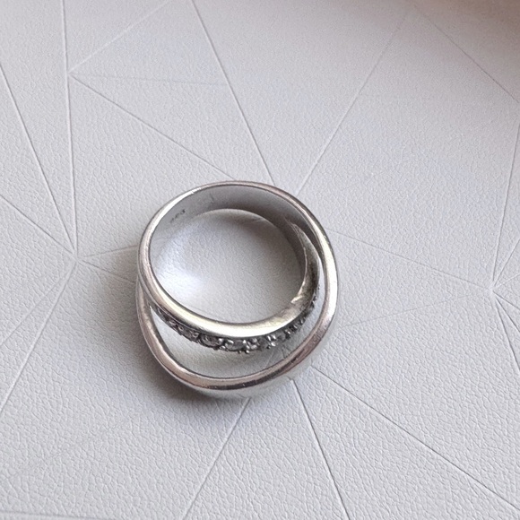 ✨ Vintage .925 Sterling Silver Double Eternity Band and Clear Pave Crystal Ring - Picture 10 of 15